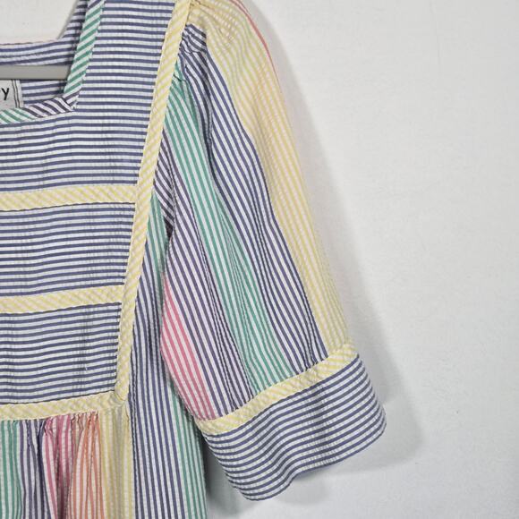 Vintage Saybury Multicolor Seersucker Housecoat. Size Small. - Picture 7 of 9